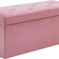 NEW | Folding Storage Ottoman Bench, Velvet Large Footstools Cube for Living Room and Bedroom 110 x 40 x 40 cm - Hot Pink