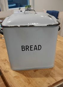 Vintage enamel bread bin
