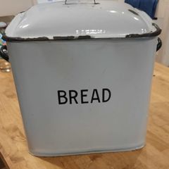 Vintage enamel bread bin