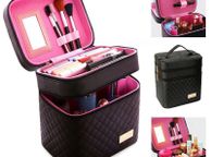 main image for ad Cosmetic Case Beauty Suitcase Box Organizer Makeup Travel Portable Container Black / Pink