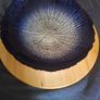 Dish-Plate/Hand Decorated Glitter Glazed Cobalt Glass Bowl Platter - Blue And Silver.. Price Drop Image 5