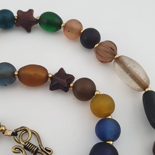 Antique African Style Mix MultiColor Glass Beads Necklace