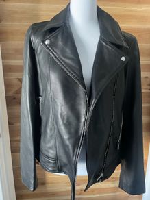 black leather biker jacket Jaeger size UK 10 BNWT