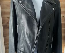 black leather biker jacket Jaeger size UK 10 BNWT