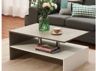 main image for ad BRAND NEW Coffee Table 2 Tiers Book Sundries Storage Shelf with 2 Pillars Living Room Table Sofa Table Concrete White 90x60cm