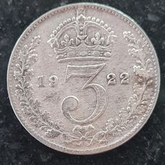 GB 1922 Silver 3d three pence coin
