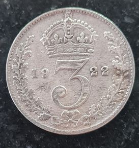 GB 1922 Silver 3d three pence coin