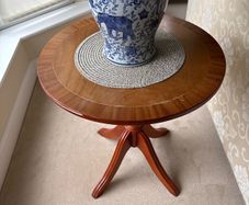 round inlaid side table walnut