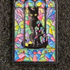 Cat ,stained glass,  pin back badge.
