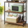 Industrial Design Kitchen Shelf Vintage Brown-Black kitchen shelf, stand shelf with shelves, with 6 hooks and metal frame, industrial design, for microwave, cooking utensils, 80 x 40 x 167 cm, vintage brown-black Image 5