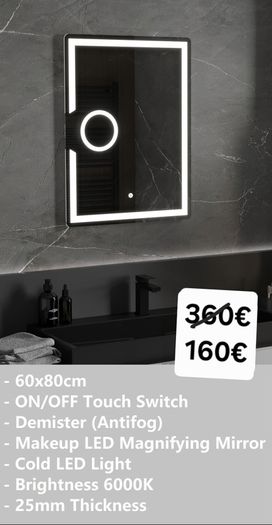 LED Bathroom Mirror 60x80cm