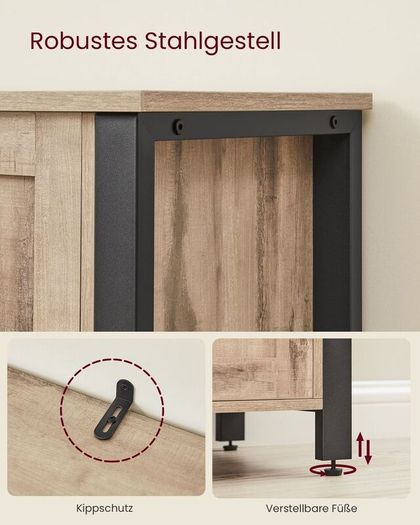 Kitchen Sideboard Storage Cabinet With Glass Doors Rustic Industrial Furniture