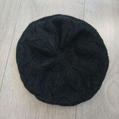 Black knit beret