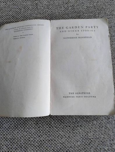The Garden Party by Katherine Mansfield 1932 The Albatross in good used condition with wear on the cover see photos FREE STANDARD POSTAGE INCLUDED