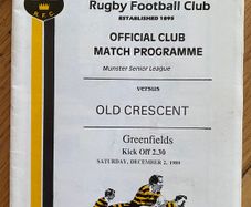 1989 Young Munster v Old Crescent - Munster Senior League Programme