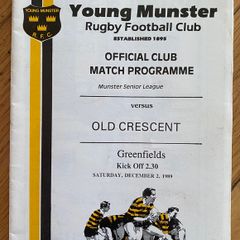 1989 Young Munster v Old Crescent - Munster Senior League Programme