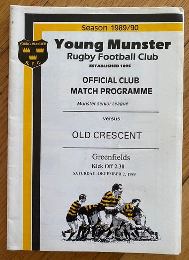 1989 Young Munster v Old Crescent - Munster Senior League Programme