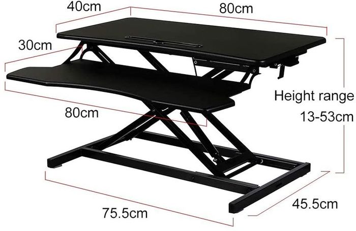 _Sit-Stand Desk, Height Adjustable, Computer Desk, Manual Height Adjustable Rack, Suitable for All Standard Desktops, Ideal for Offices, with Keyboard Tray, Installation Free
