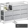 Chest of Drawers Bedroom, 8 Fabric Drawers, Light Grey, 30x132x88cm Image 8