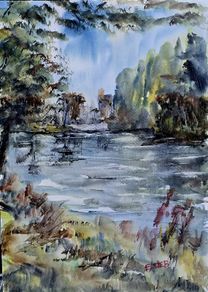 cahir castle..suir river watercolour