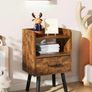 Bedside Table Set of 2, Nightstand, Side Table, Wooden Sofa End Table with Fabric Drawer, Open Shelf, Solid Wood Legs, 39x29x63 cm, for Bedroom, Living Room, Rustic Brown Image 9