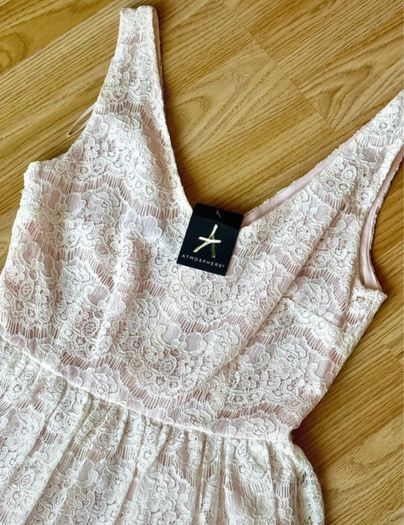 Atmosphere Blush Pink Lace Skater Dress Size 10 NWT Wedding Guest Party Vintage Dress