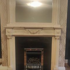 Luxury Cream Fireplace Suite with Overmantel Mirro