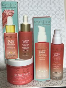 PACIFICA GLOW BABY BOOSTER SERUM, brightening pads and vita glow face lotion