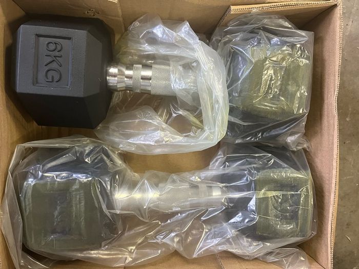 Brand New Hex Rubber Dumbbells