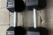 2x20kg rubber hex dumbbells