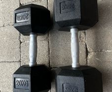 2x20kg rubber hex dumbbells