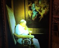 Unique Item. Vintage Large Display Picture of Praying John Paul II in a Frame. Electric, lights up. Religious.