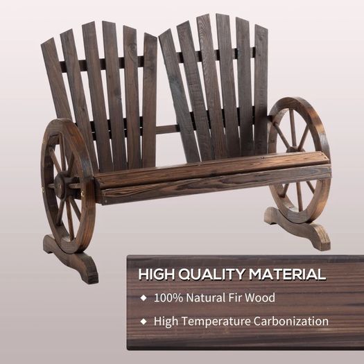 Comfortable Fir Logs Love Chair with Wheel-Shaped Armrests, Outdoor Wooden (FREE POSTAGE)