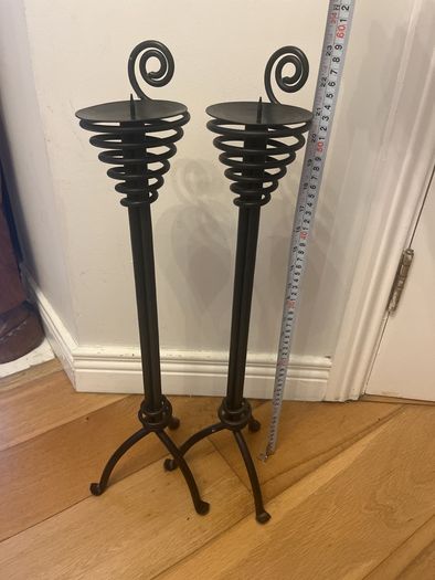 Pair of Wrought Iron Candle Holders