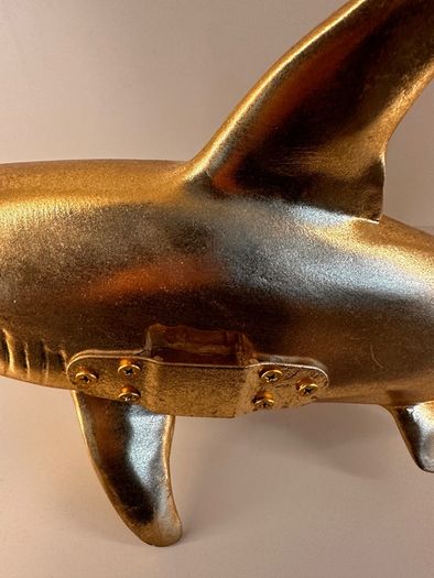 Large Gold Shark Statue | Stylish Home Decor Wall or Shelf Ornament
