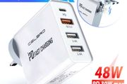 CELBRO QC 3.0 &amp; PD/QC4.0 USB 4 Ports Wall Fast Charger 48W [2 Power Plugs (US/UK)] (Brand New/Warranty)