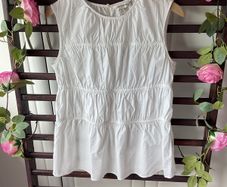 top autograph white round neck sleeves top size 8 100% cotton
