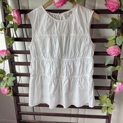 top autograph white round neck sleeves top size 8 100% cotton