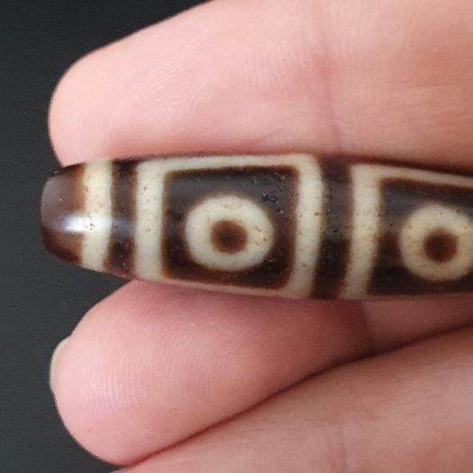 Antique Himalayan Tibetan 4 Eyes Agate Dzi Bead Amulet