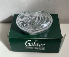 Galway Crystal heart shaped glass box with original packaging
