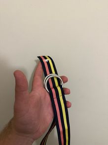 Lauren Ralph  Navy Blue, Pink, Yellow Striped Belt. 98 cm new