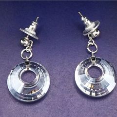 Swarovski Smokey Crystal Dangle Pierced Earrings Dazzling