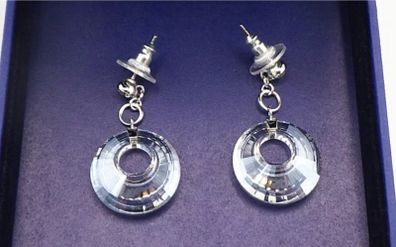 Swarovski Smokey Crystal Dangle Pierced Earrings Dazzling