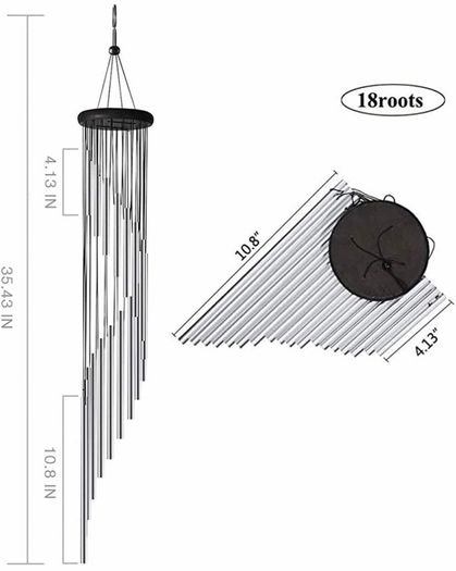 Wind Chimes Outdoor,Large Wind Chimes,36" Garden Chimes with 18 Aluminum Alloy Tubes and 3 S Hooks for Garden Patio Backyard Decor Gift etc (MULTIPLE COLOURS)