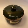 Vintage Harrods Food Halls Apilco France Lidded Preserve Pot / Sugar Bowl Green & Gold Image 3
