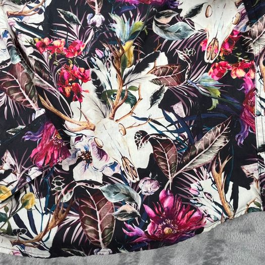 Joe Browns Floral Print Long Sleeve Shirt Medium - Flowers Skull Funky