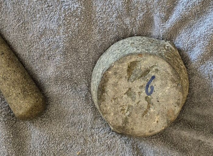 Vintage granite pestle and mortar. Very heavy.