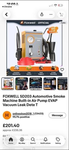 Foxwell Automotive Smoke Machine EVAP Smoke Leak Detector for Car Motorcycle Vacuum Tester Oil Fuel