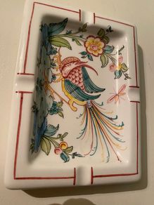 Portuguese hand painted large  ashtray/ trinket dish
