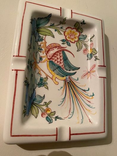 Portuguese hand painted large  ashtray/ trinket dish